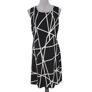 Tommy Hilfiger Dress Womens 10 Black White Geometric Sleeveless Pullover Career